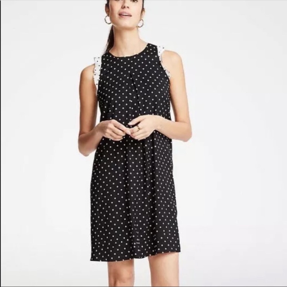 NWT Ann Taylor Polka Dot Ruffle Shift Dress
